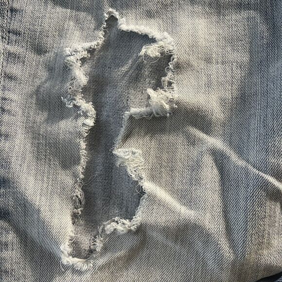 AG SZ 29 Stevie Ankle Jeans Slim Straight Distressed Rips Mid-Rise Pockets Blue - Picture 8 of 12